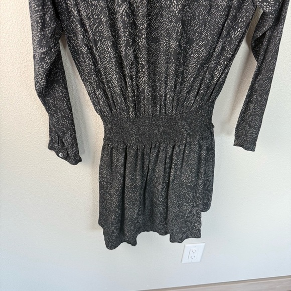 Rails Jasmine Animal Print Long Sleeve Minidress Charcoal Textured Leopard Small - Picture 13 of 13
